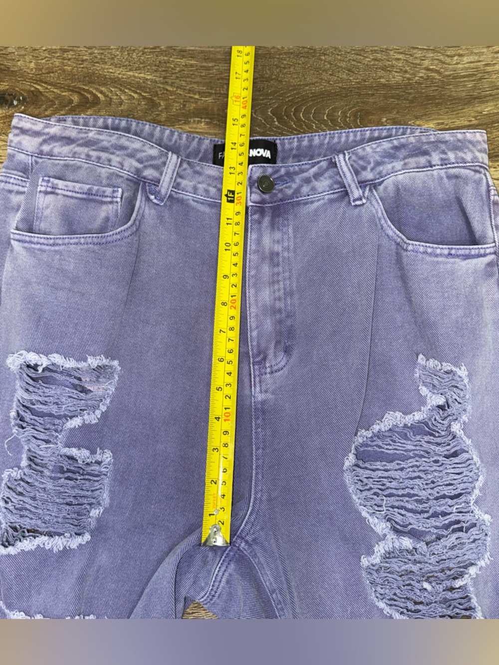 Fashion Nova Just For You Non Stretch Ripped Wide Leg Jean in Purple Size 18 💜 - Picture 6 of 9